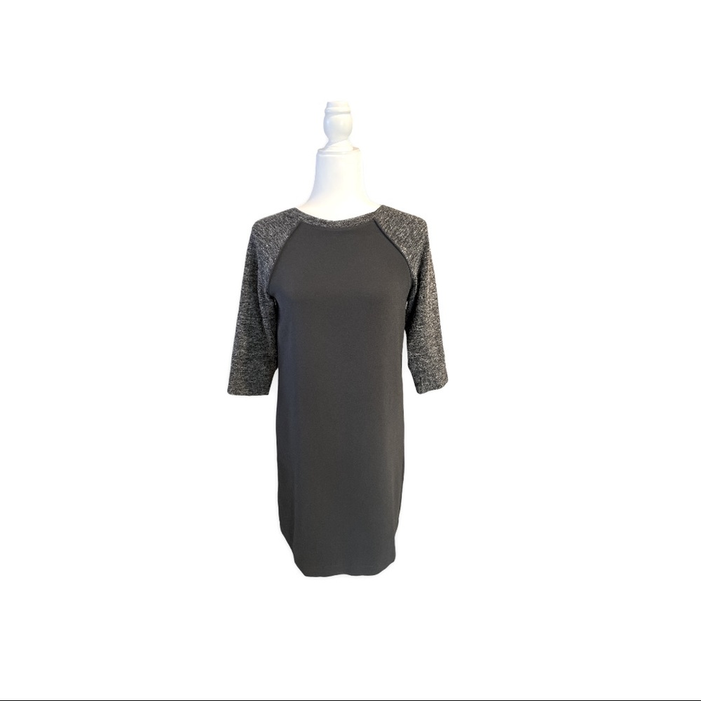 Black dress with grey sweater 3/4 sleeves